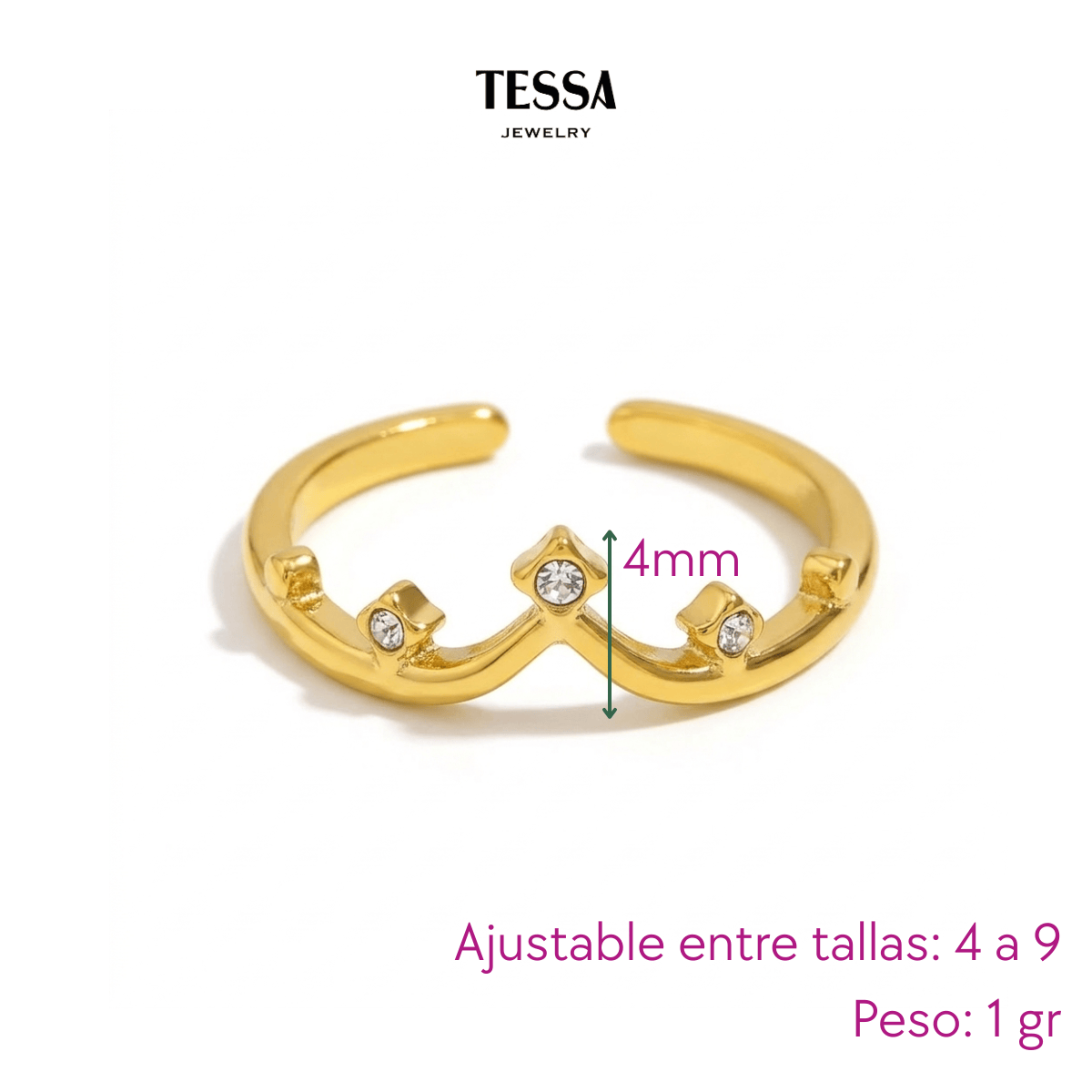 Anillo Princess Chapa 18k