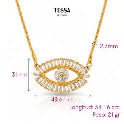 Collar Ojo Grande Circonias Chapa 18k