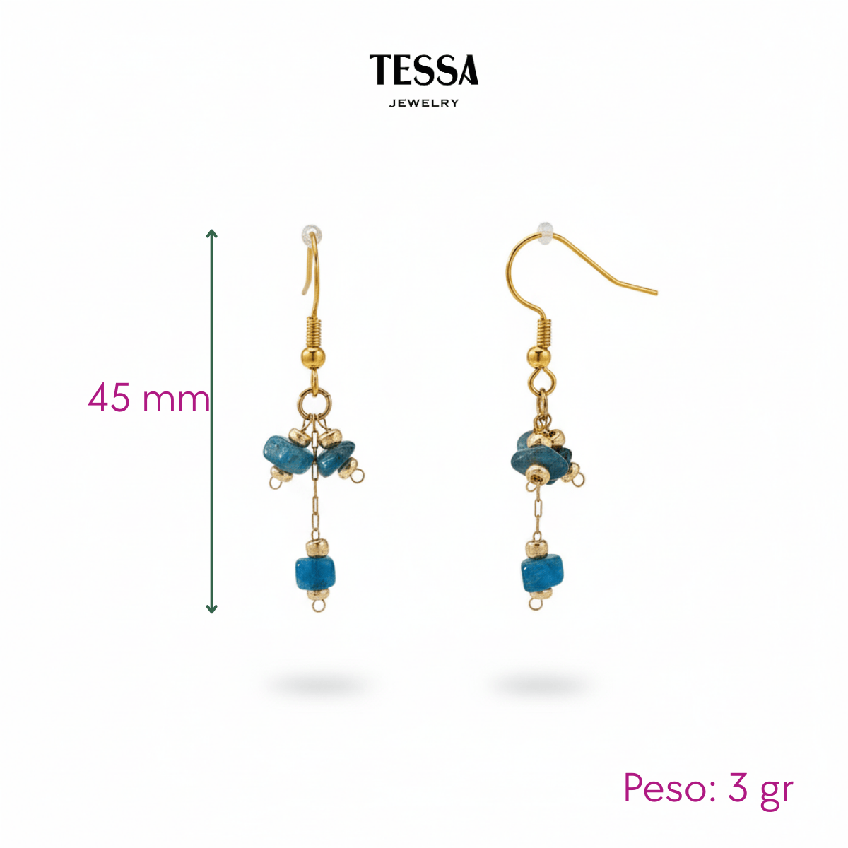 Aretes Piedra Nat Colgantes