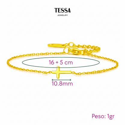 Pulsera Mini Cruz Chapa 18k