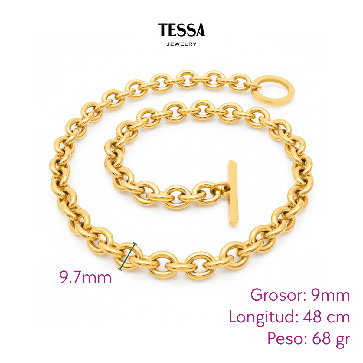 Collar Broche Palanca Chapa 18k