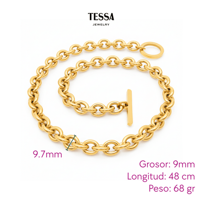 Collar Broche Palanca Chapa 18k
