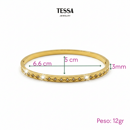 Brazalete Circonias Rombos Chapa 18k