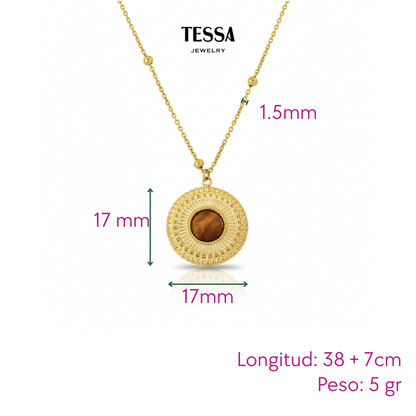 Collar Sol Marron Chapa 18k