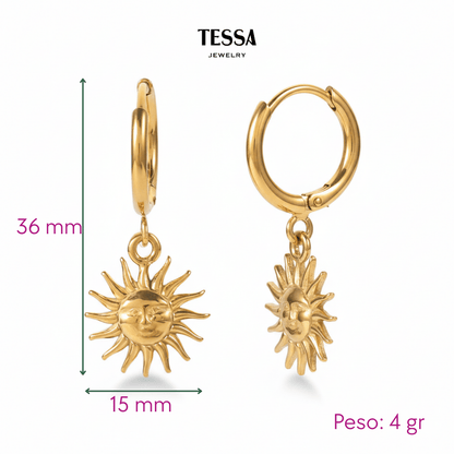 Aretes Sol Colgante