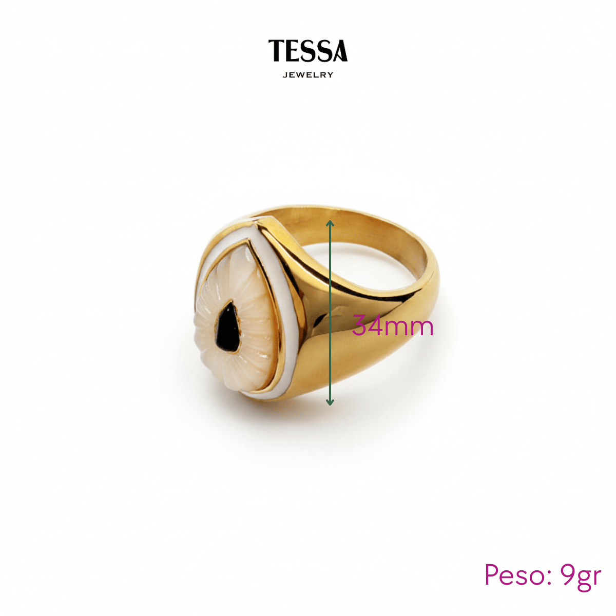 Anillo Ojo Pera Chapa 18k