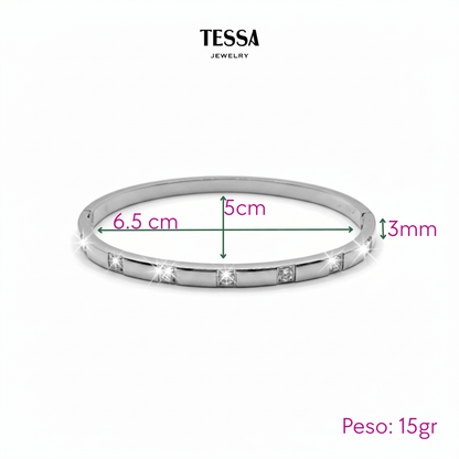 Brazalete Circonias Separadas Acero