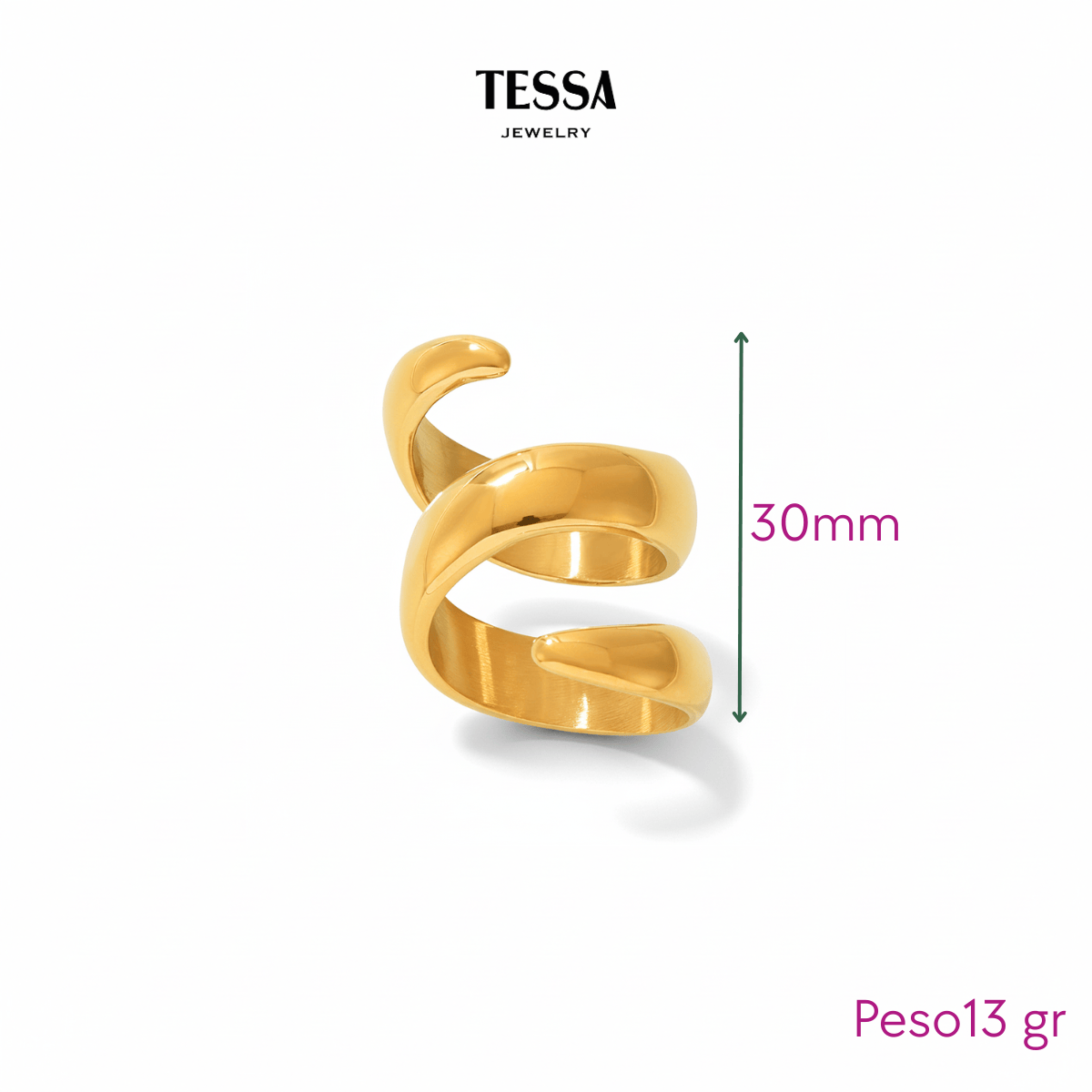 Anillo Espiral Chunky Chapa 18k