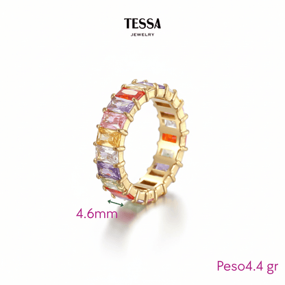 Anillo Completo Circonias Colores Chapa