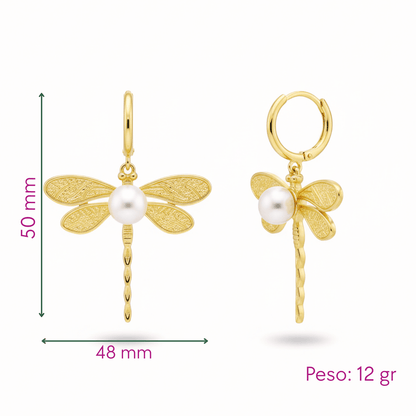 Aretes Super Libelula Chapa 18k