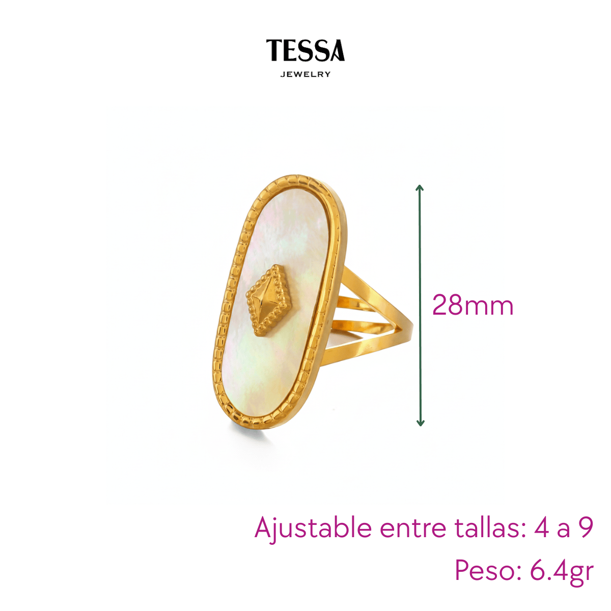 Anillo Ovalo Chapa 18k