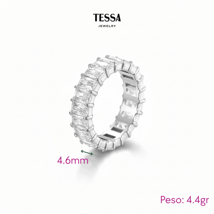 Anillo Completo Circonias Blancas Acero