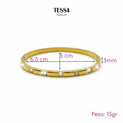 Brazalete Circonias Separadas Chapa 18k