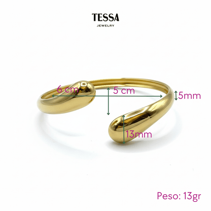 Pulsera Gotas Extremos Chapa 18k