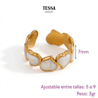 Anillo Corazones Blancos Chapa 18k