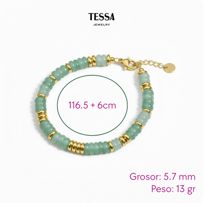 Pulsera Cuentas Aqua Chapa 18k