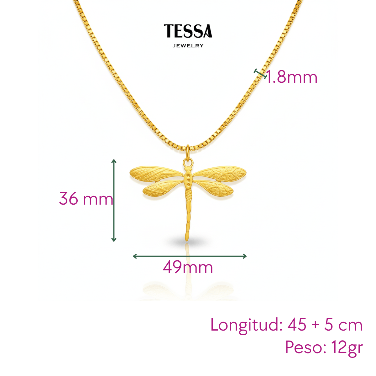 Collar Super Libelula Chapa 18k