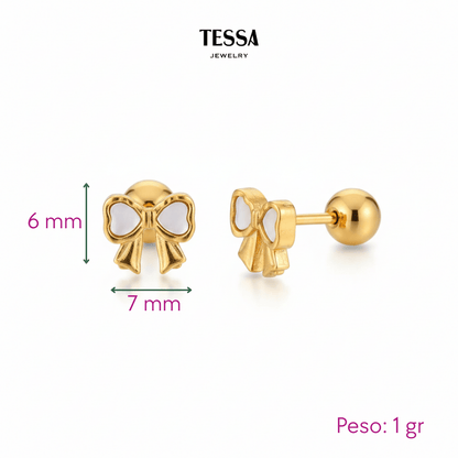 Aretes Broquel Lazo  Chapa 18k