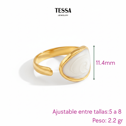 Anillo Circulo Blanco Chapa 18k Ajustabl