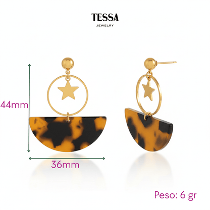 Aretes Media Luna Leopardo Chapa 18k
