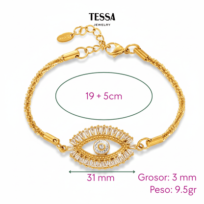Pulsera Ojo Grande Circonias Chapa 18k
