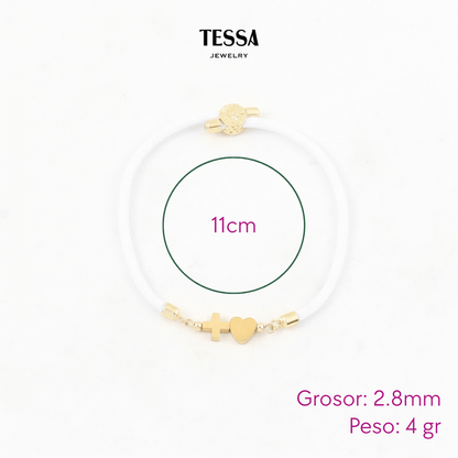 Pulsera Blanca Nylon Chapa 18k