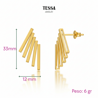 Aretes Alas Ligeras Chapa 18k