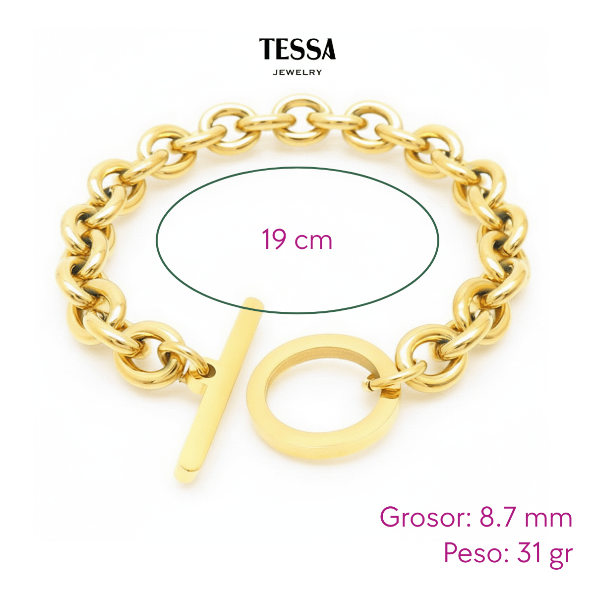 Pulsera Broche Palanca Chapa 18k