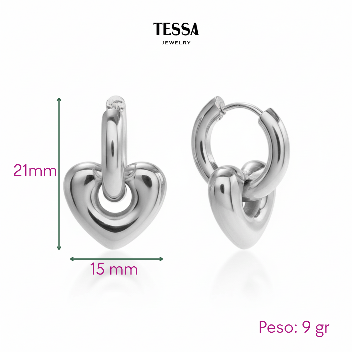 Aretes Corazón Candado Acero