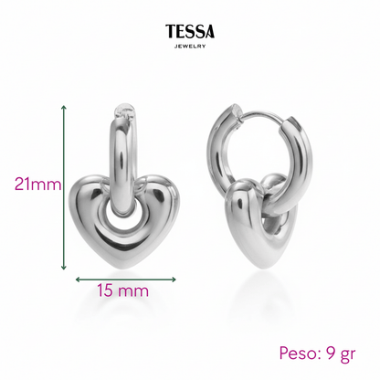 Aretes Corazón Candado Acero