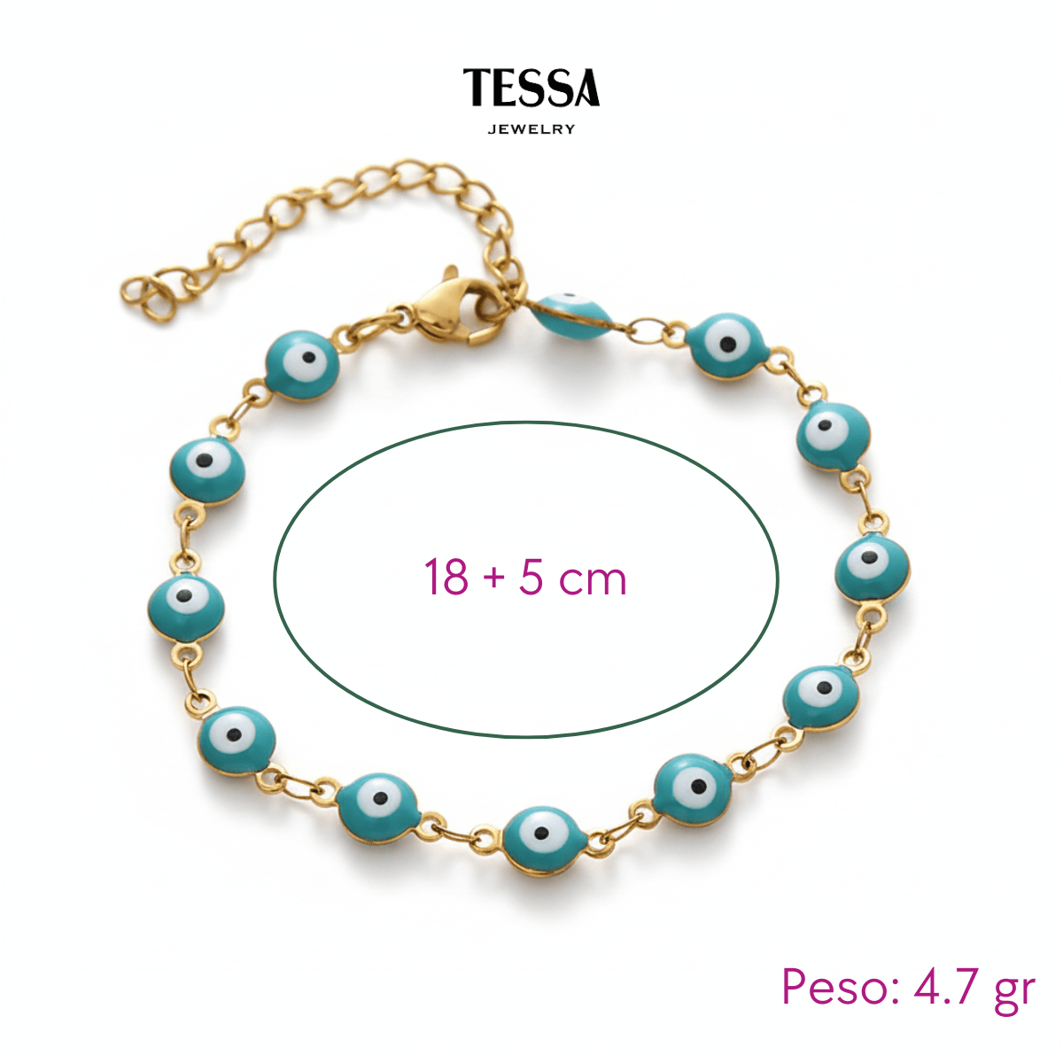 Pulsera Ojitos Azules Chapa 18k