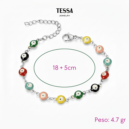 Pulsera Ojitos Colores Acero