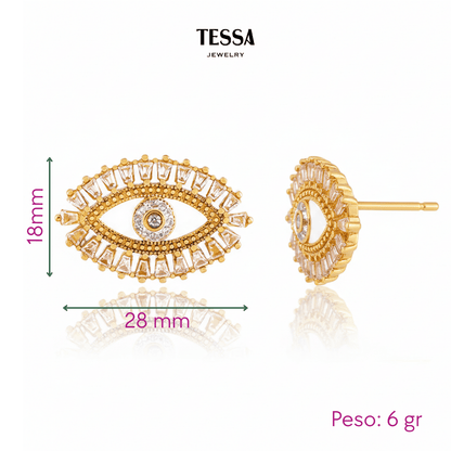 Aretes Ojo Grande Circonias Chapa 18k