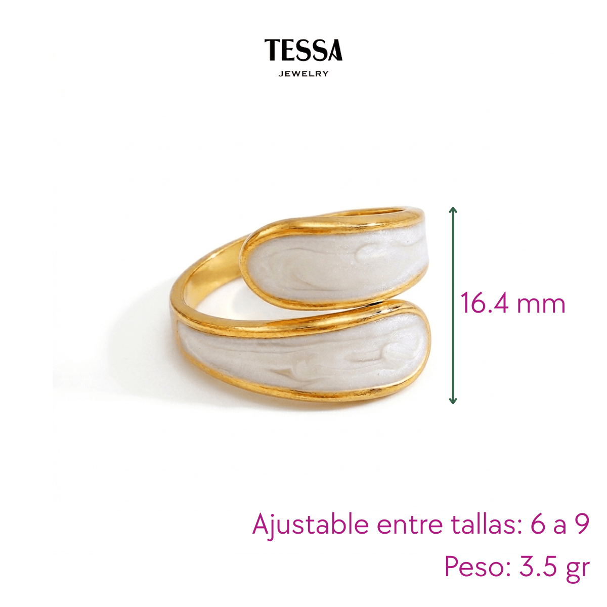 Anillo Ondas Cruzadas Blanco Chapa 18k A