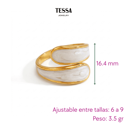 Anillo Ondas Cruzadas Blanco Chapa 18k A