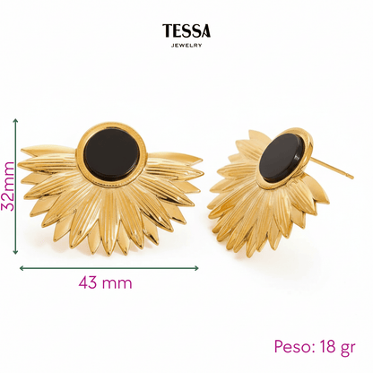 Aretes Medio Girasol Chapa 18k
