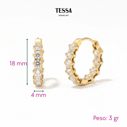 Arracadas Circonias Blancas Chapa 18k