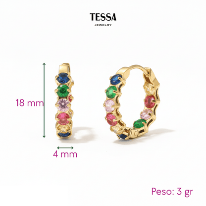 Arracadas Circonias Colores Chapa 18k