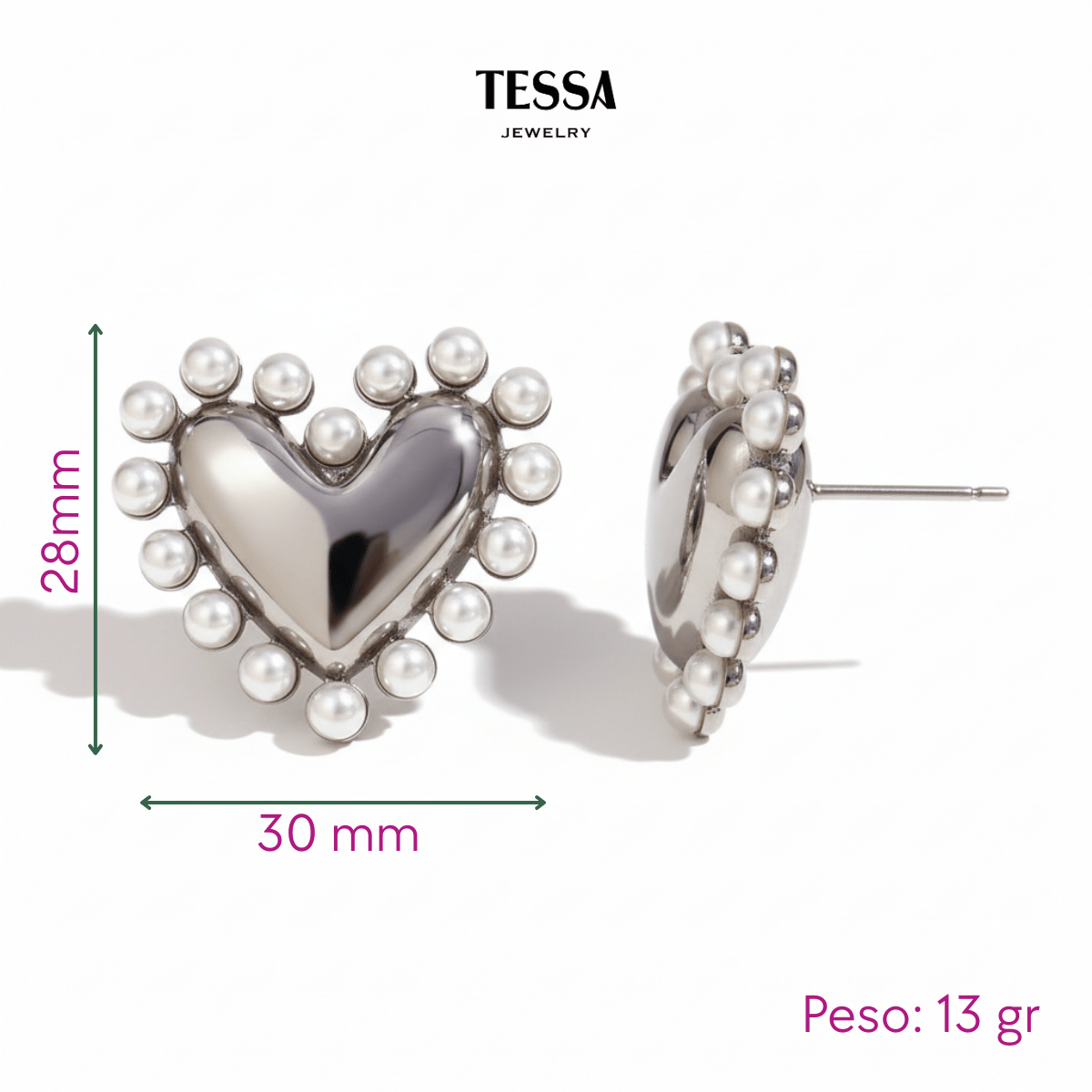 Aretes Corazon Show Chuncky Acero