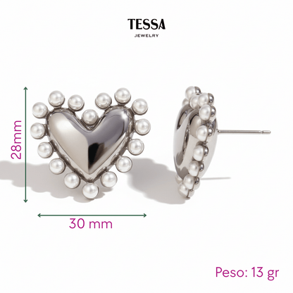 Aretes Corazon Show Chuncky Acero