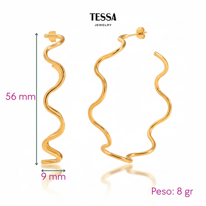Arracadas Waves Chapa 18k