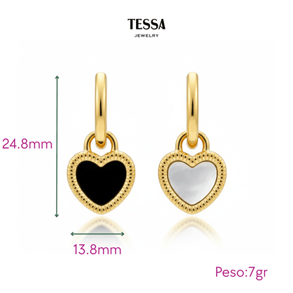 Aretes Corazon Doble Cara Chapa 18k