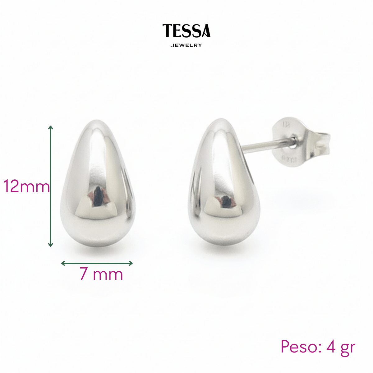 Aretes Gota Flat Acero