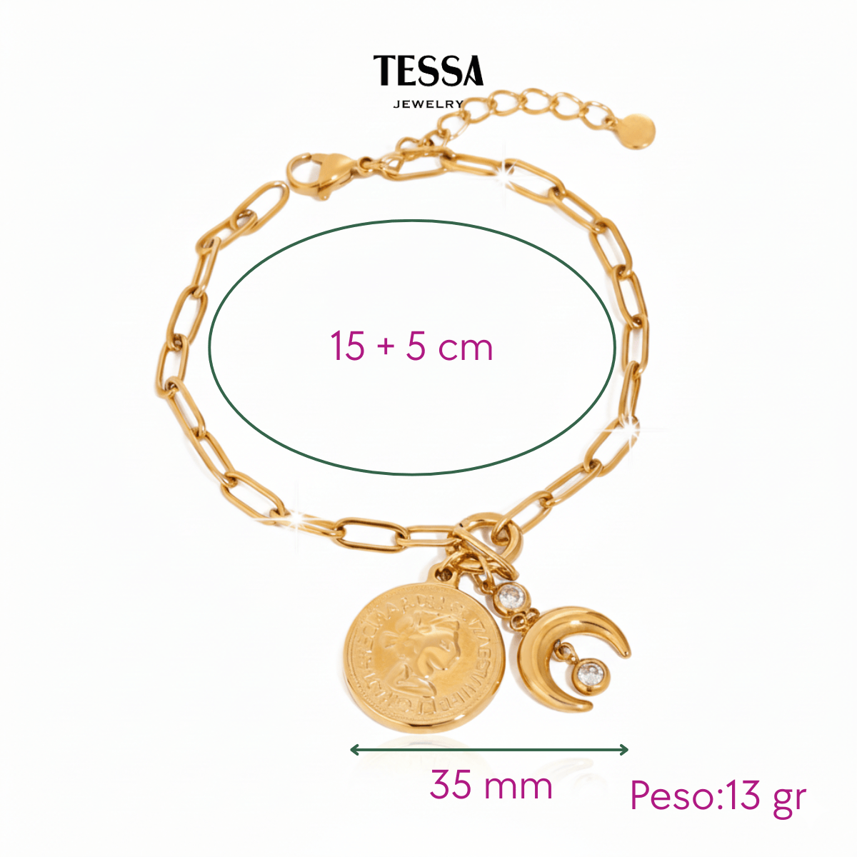 Pulsera Cielo Moneda Chapa 18k