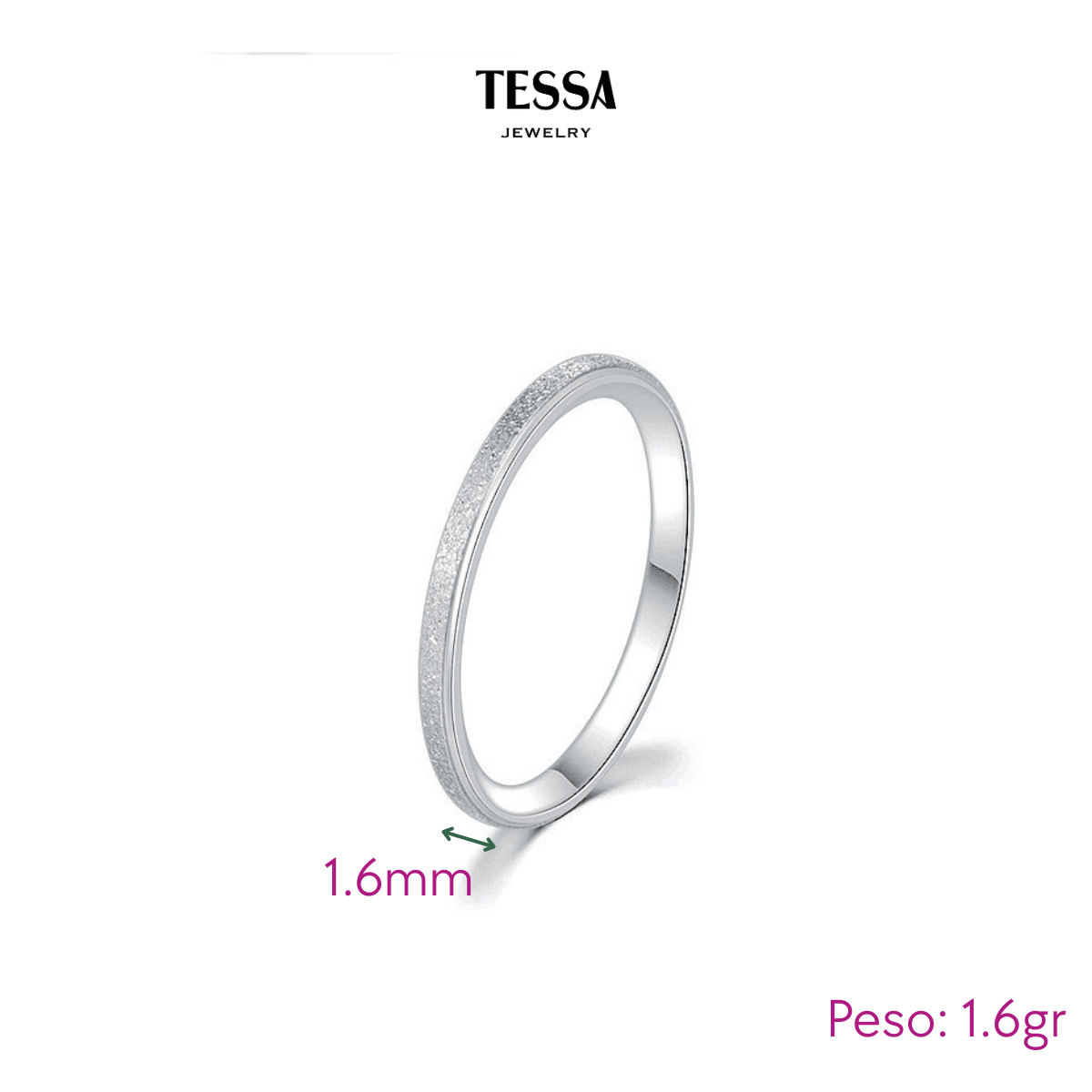 Anillo Escarchado 2mm Acero