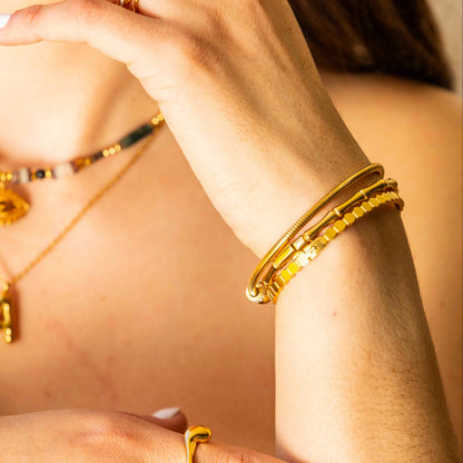 Brazalete Tira de Hexagonos Chapa 18k