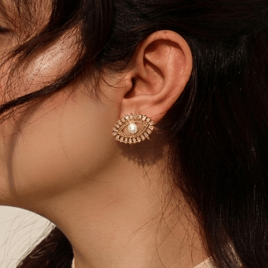 Aretes Ojo Grande Circonias Chapa 18k