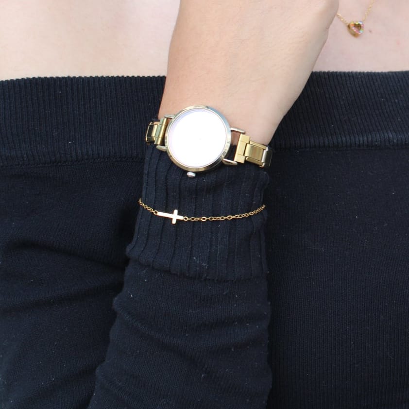 Pulsera Mini Cruz Chapa 18k