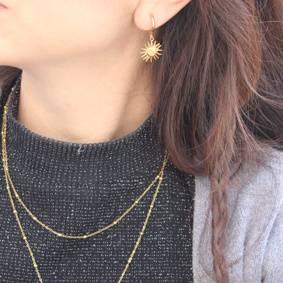 Aretes Sol Colgante