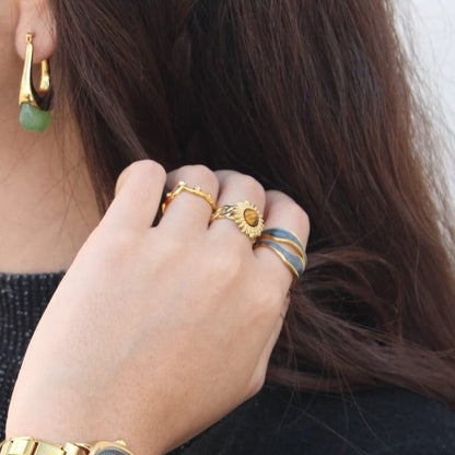 Anillo Sol Marron Chapa 18k Ajustable
